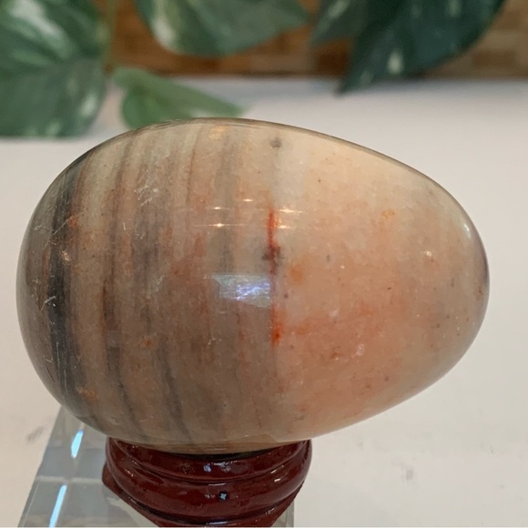 Banded Calcite Crystal Carved Egg Polished Onyx Healing Chakra Stone W Stand 2.5 - Picture 11 of 15